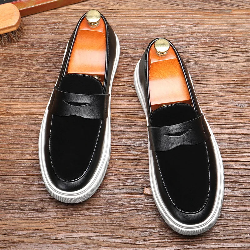 Suede Leather Loafers Thick Sole