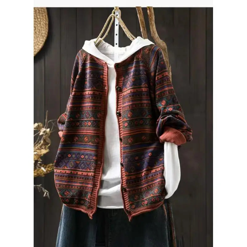 Knitted Versatile Loose Vintage Casual Long-sleeved Top Cardigan