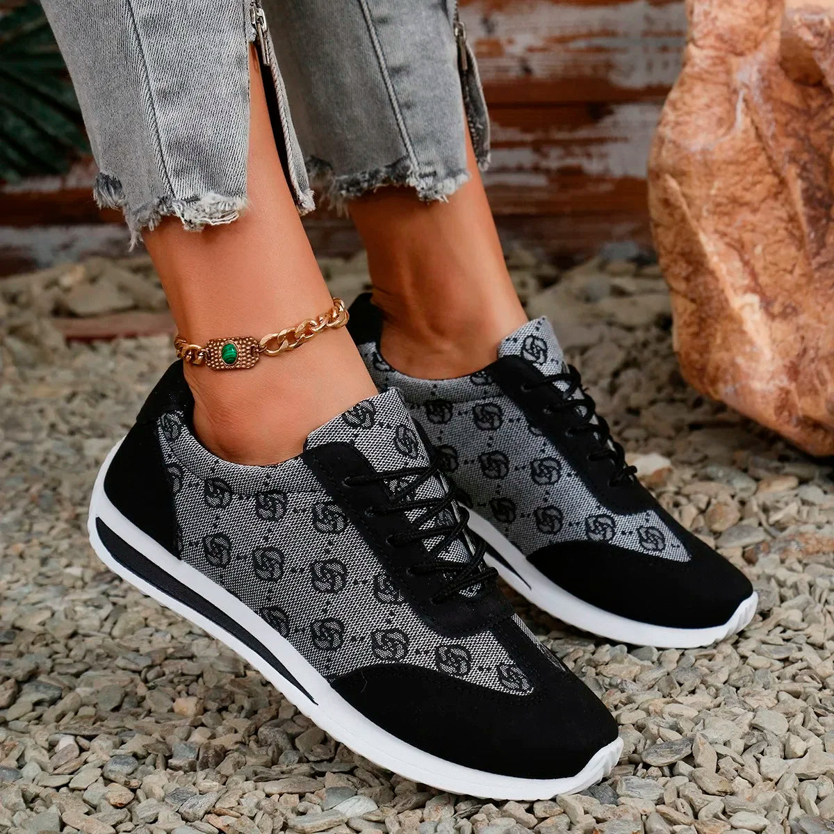 Women Sneakers  Casual Comfortable Lace Up Walking Shoes