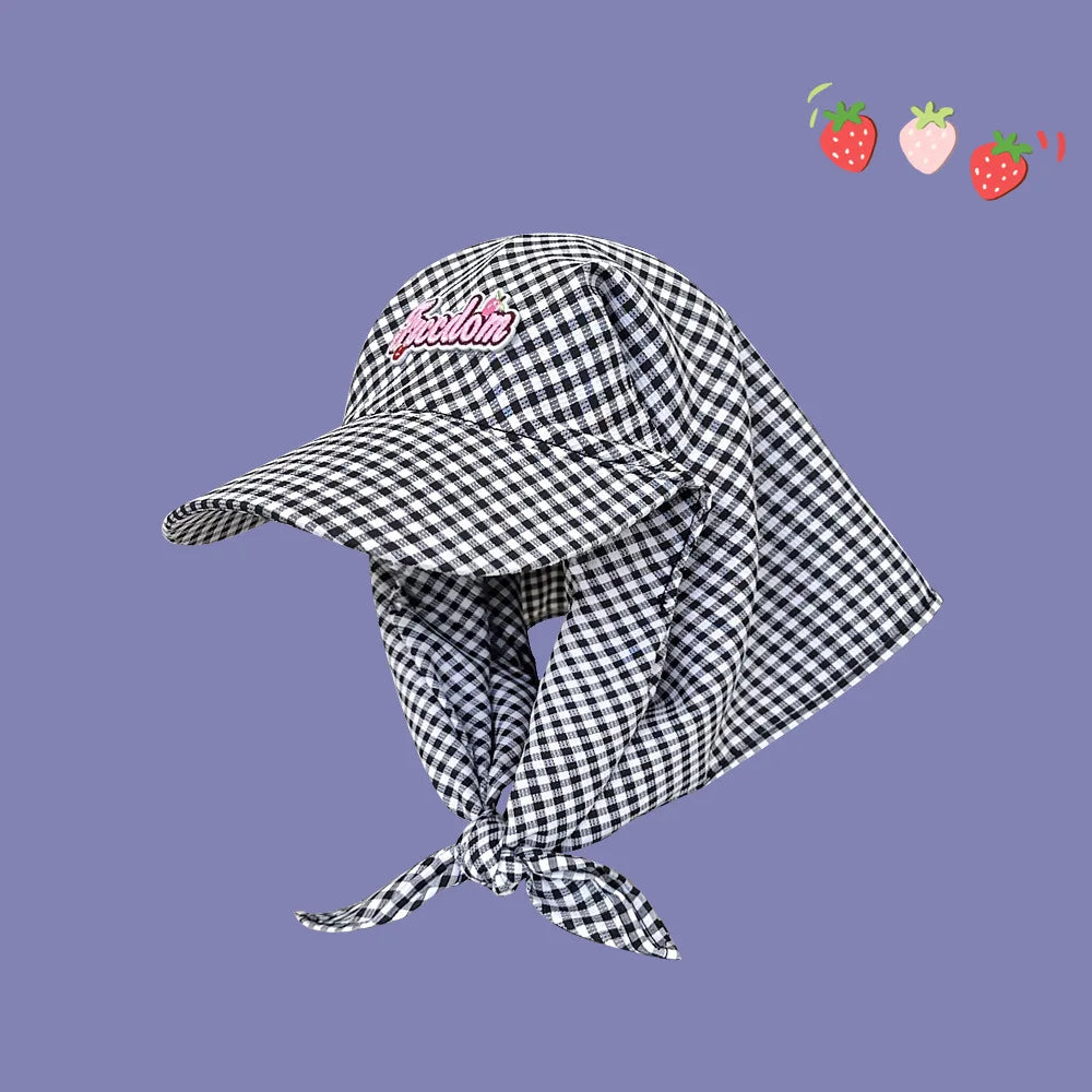 Ladies' Sunshade Hats Plaid Simple Versatile Headwears