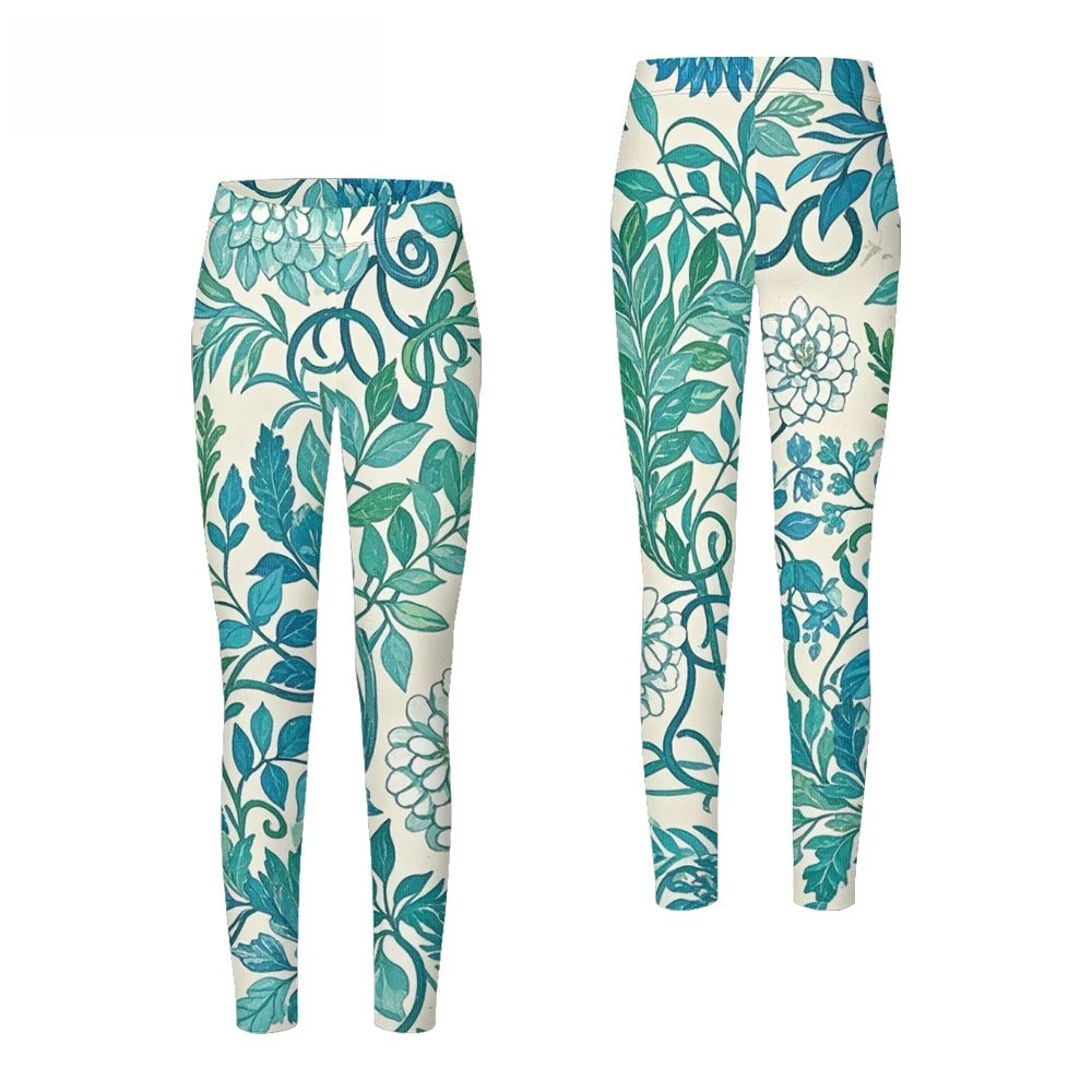 Women's High-Waisted Leggings with Botanical Print