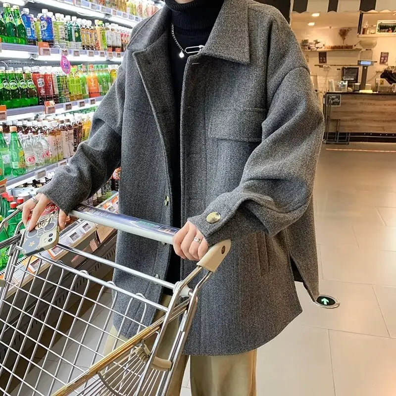 Men Mid Length Coat Wool
