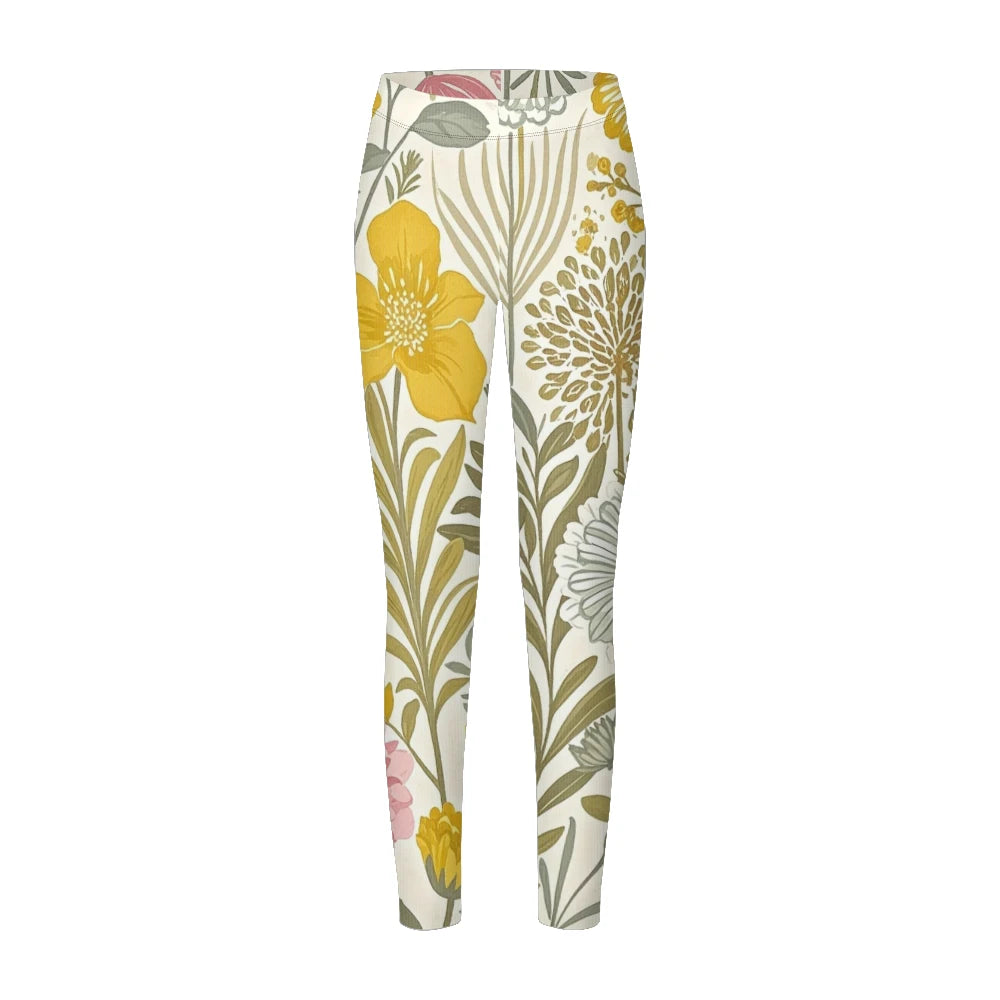 Women's High-Waisted Leggings with Botanical Print