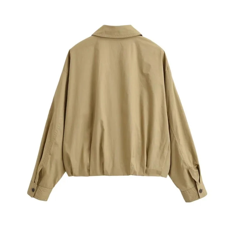 Lapel Collar Long Sleeve Single Breasted coat With Pockets