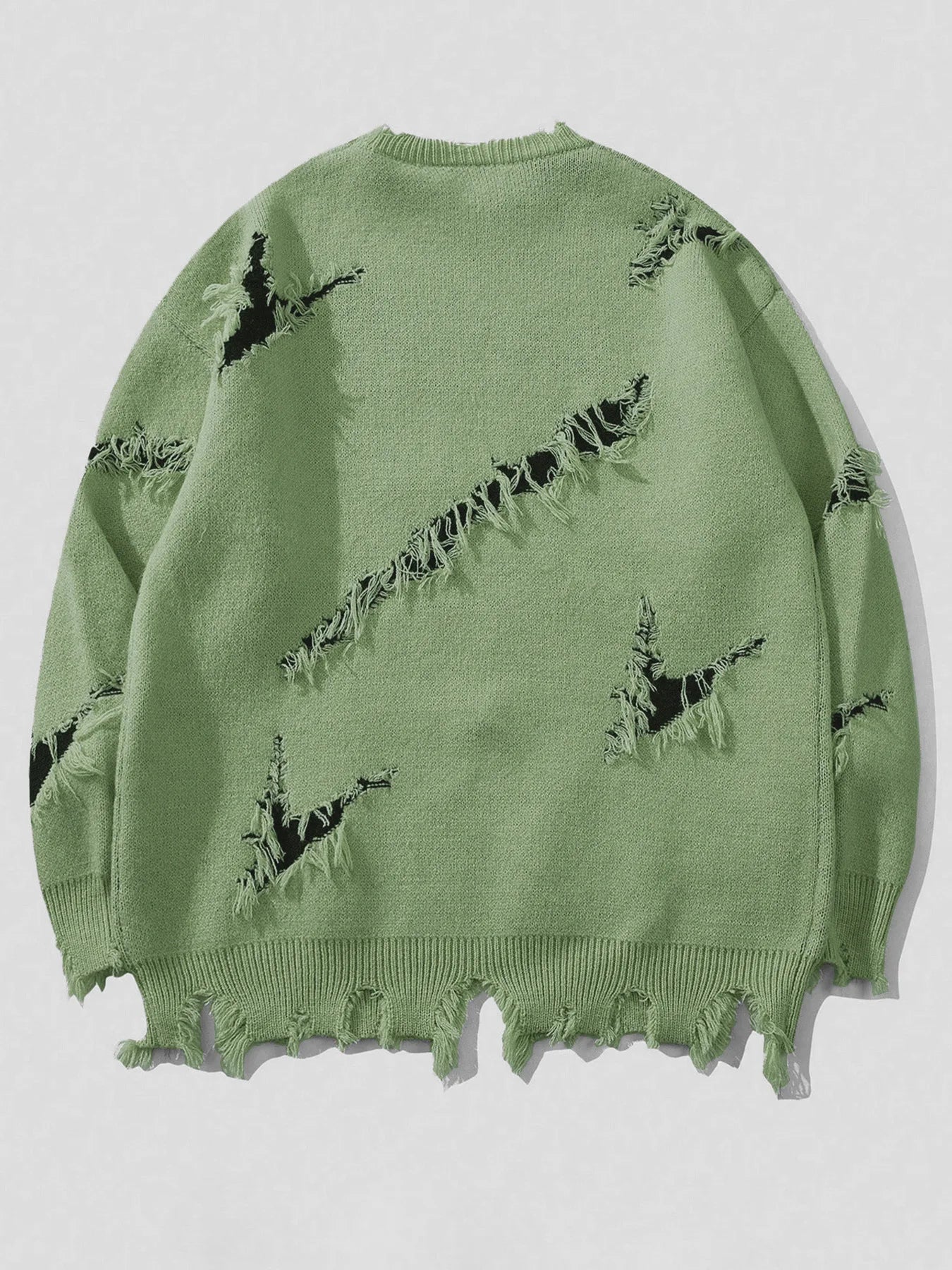 Men Distressed Sweater Hip Hop Pullover Vintage Casual Knitwear