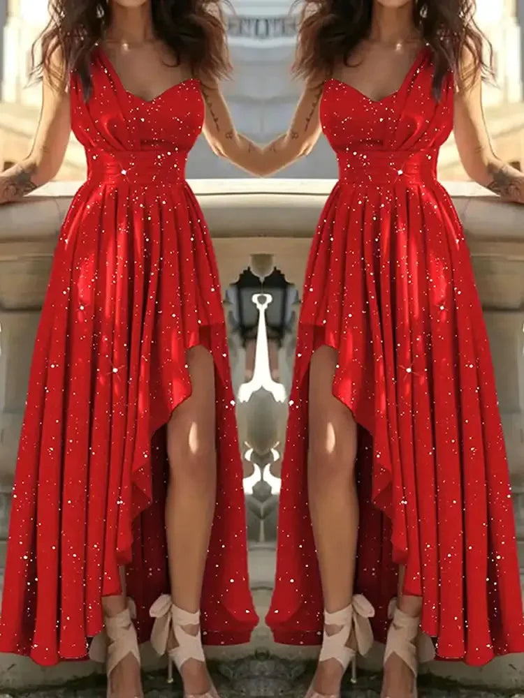 Women Evening Dresses Sexy Elegant Red Cocktail Party Chic Dress