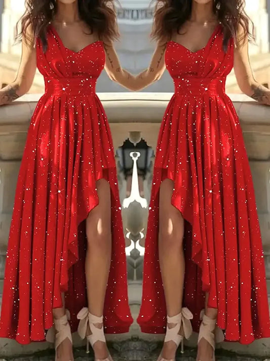 Women Evening Dresses Sexy Elegant Red Cocktail Party Chic Dress