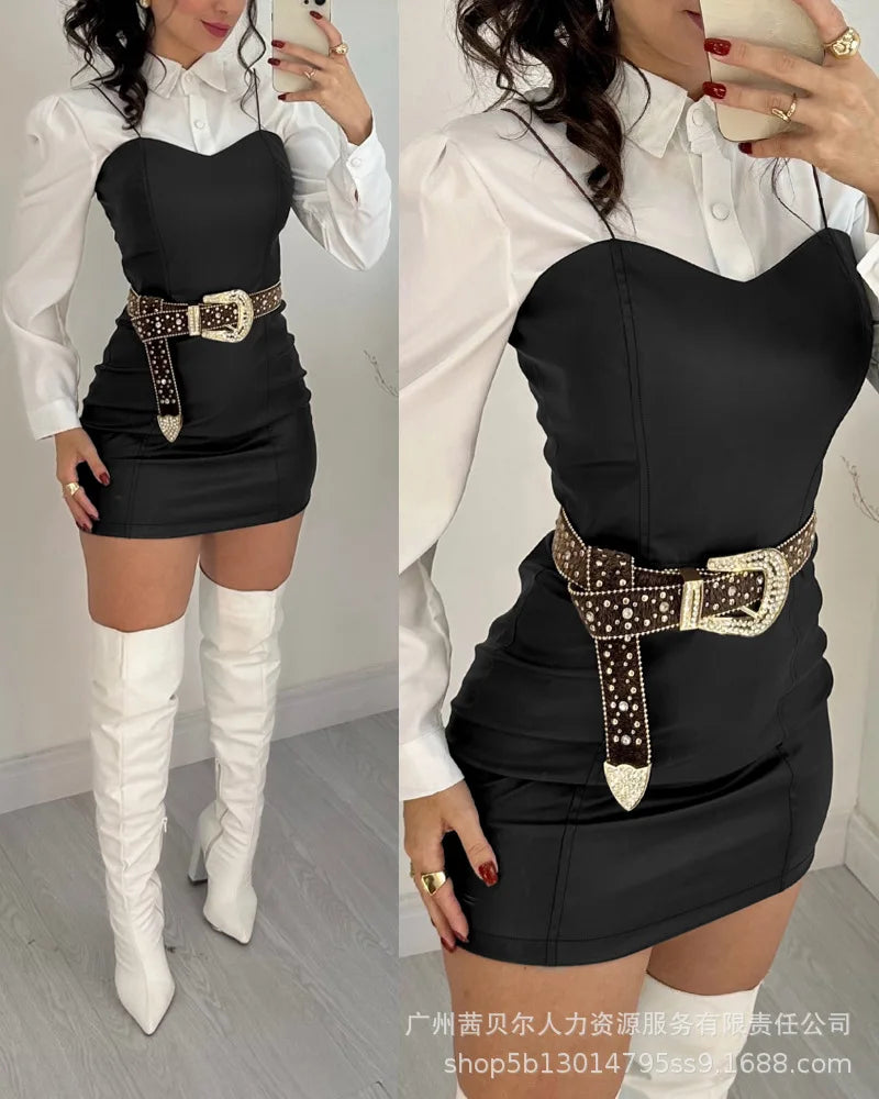 Women 2 Piece Sets Dress  Full Sleeve Shirt