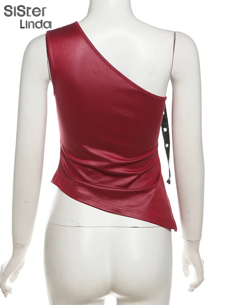 New Women's Casual Tank Top   With One Shoulder Belt Fixed Polyester Fiber Material