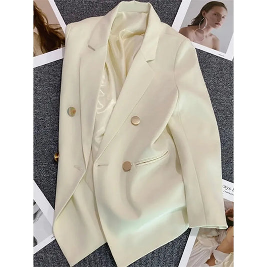 Women Suit Blazer  Blazer Luxury Double Breasted Jacket Solid Ladies Tops Clothes