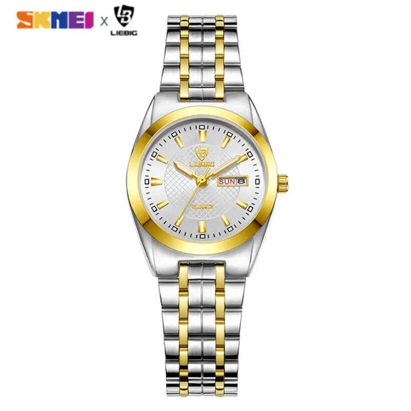 Women's Watch Quartz  Stainless Steel Gold Time Date Waterproof Wristwatch