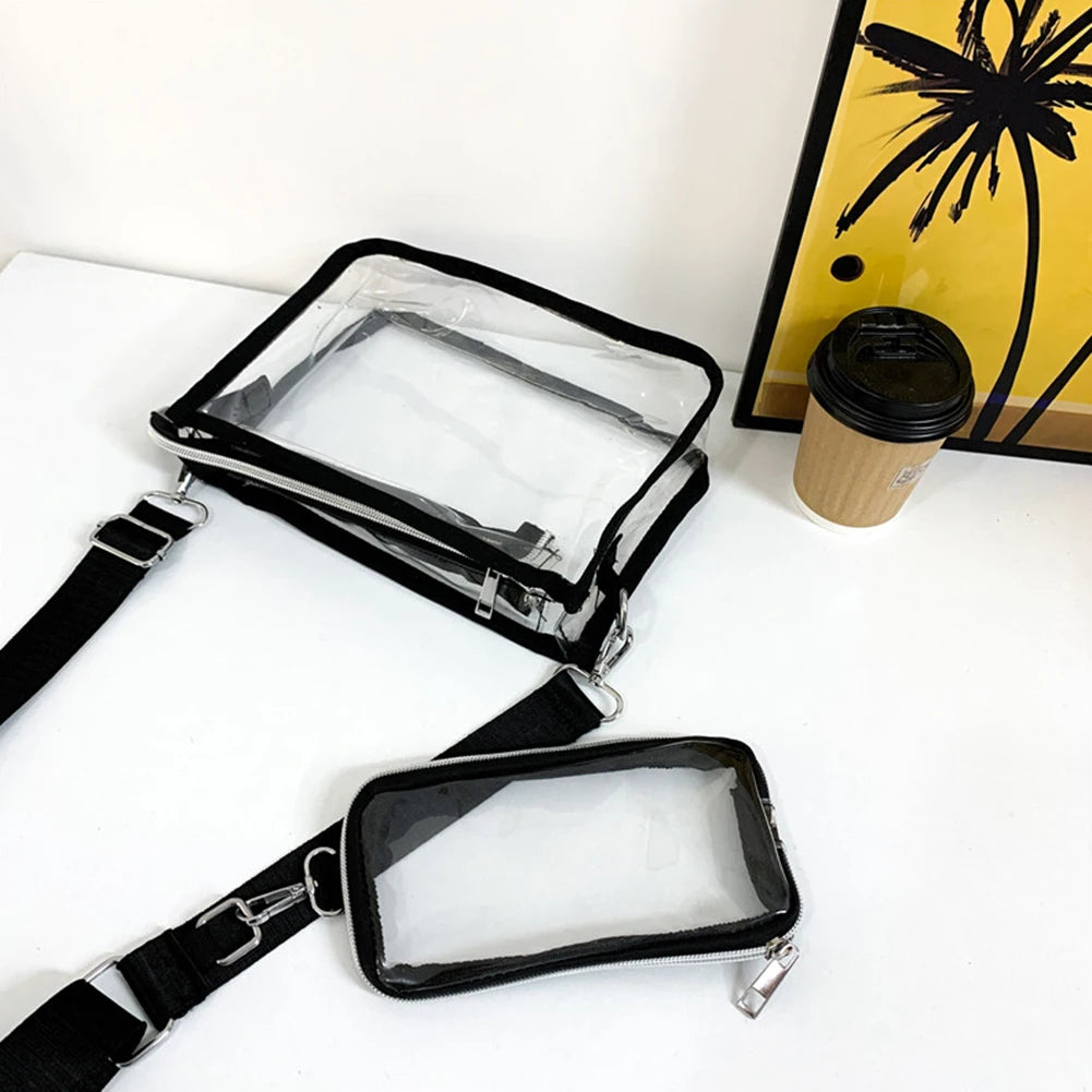 Women Crossbody Bag Casual Clear Clutches Zip Closure Travel Bag
