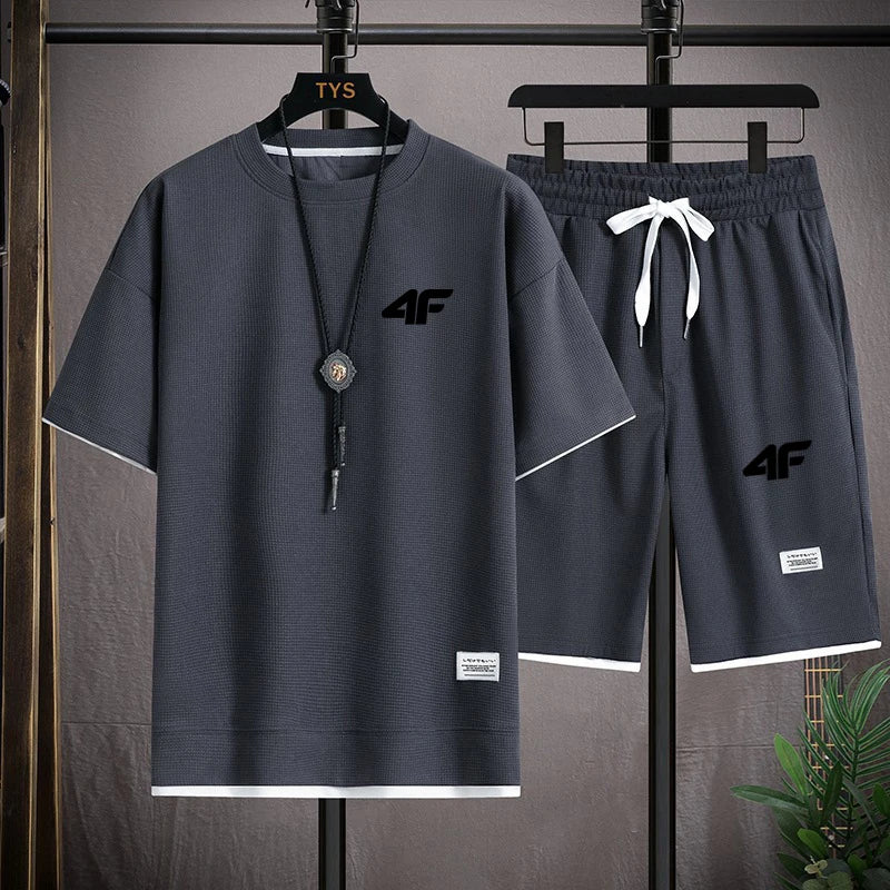 Men's sportswear set, new summer style casual short-sleeved T-shirt + shorts
