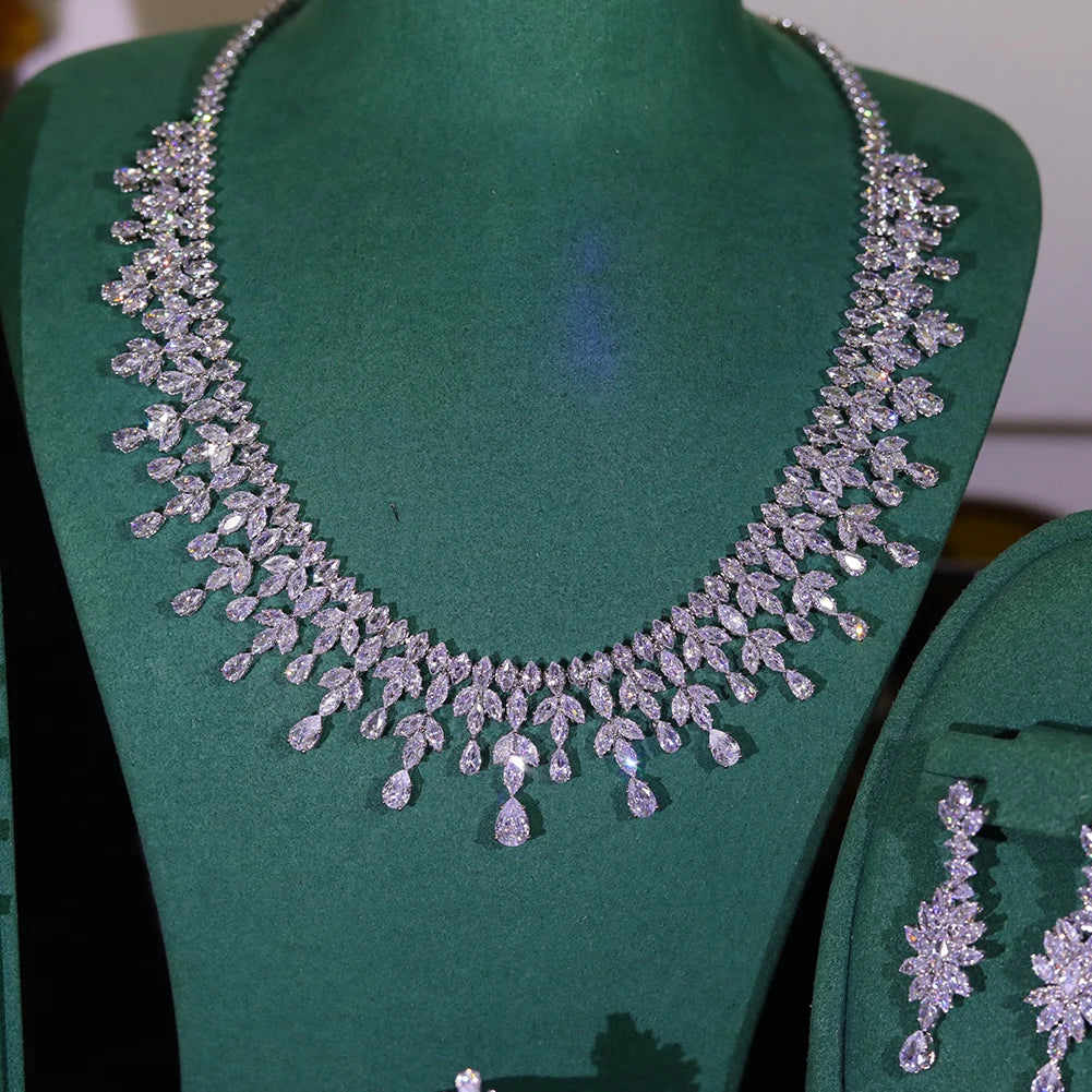 Zirconia Necklace Earring Accessories Women's Jewelry Sets