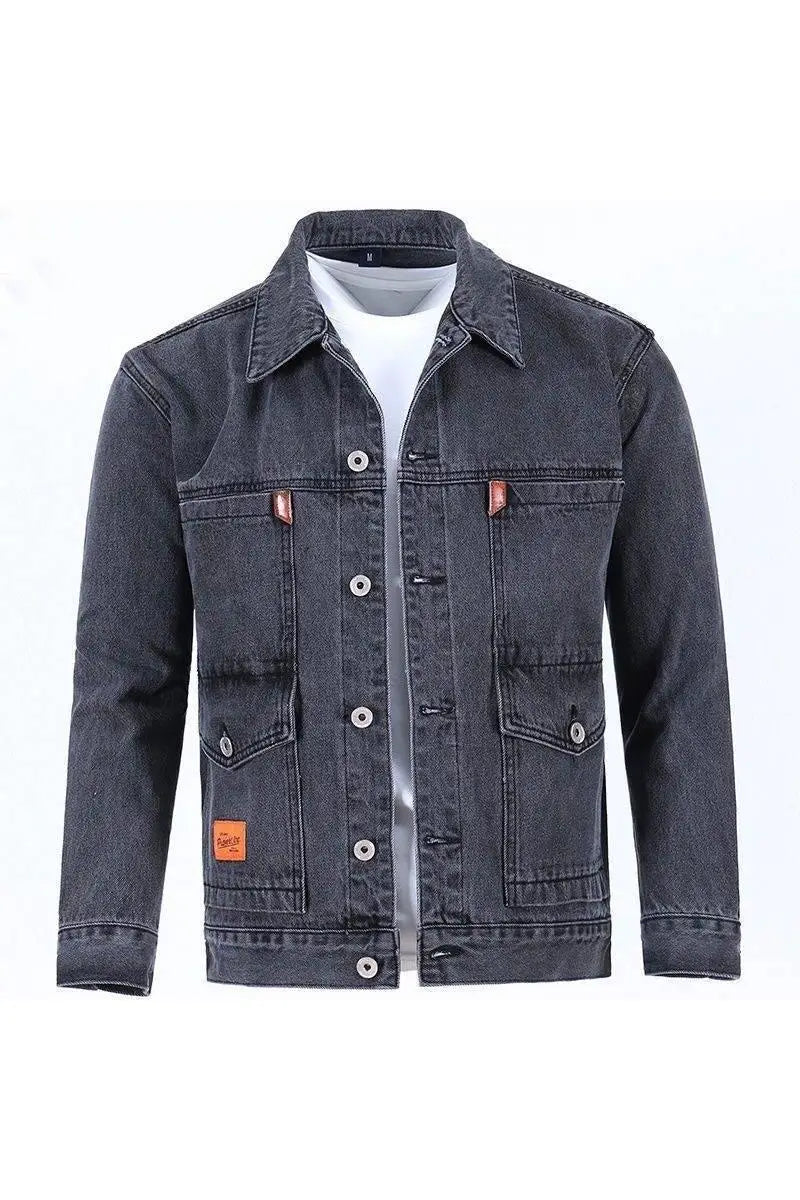Men's Workwear Denim Jacket Versatile  Long Sleeve Button