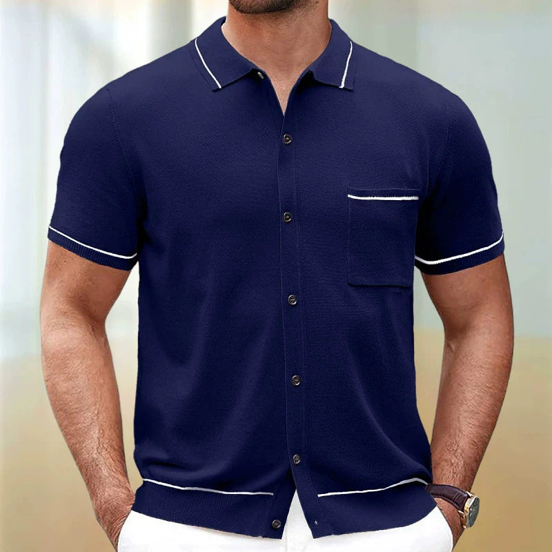 Jacquard Polo Shirts Man Knitwear Business Casual Summer  Viscose Elastic Silky Camisas