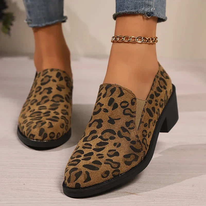 Fashion Leopard Print Loafers  Lightweight Slip On Walking Shoes for Women Plus