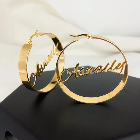 Hoop Welded Letter Earrings