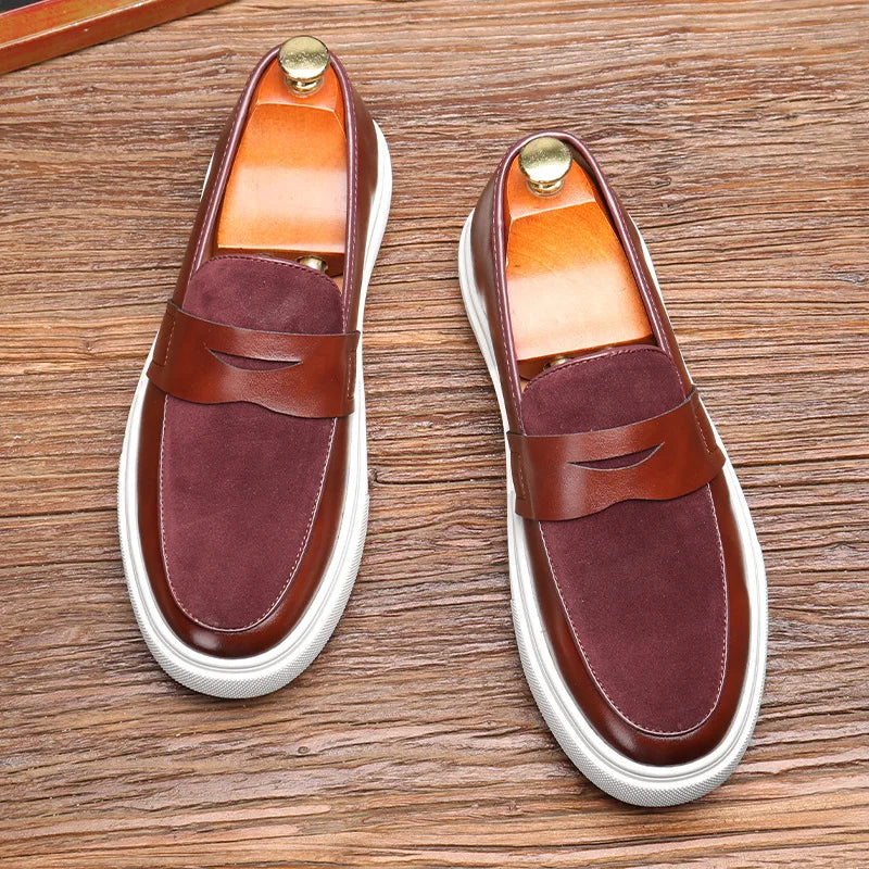 Suede Leather Loafers Thick Sole