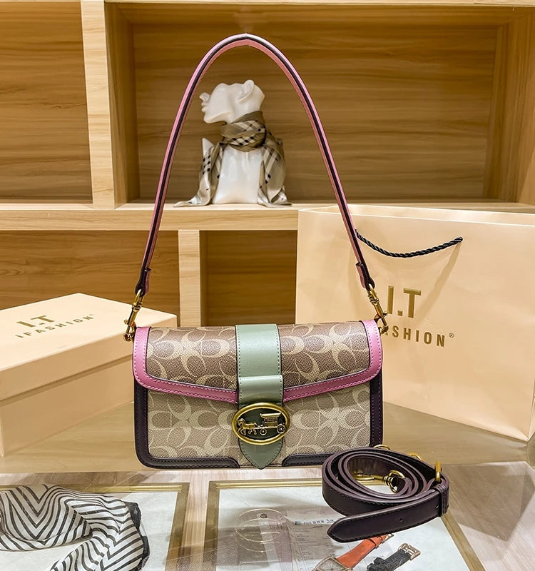Women's handbag  fashionable contrasting color underarm bag