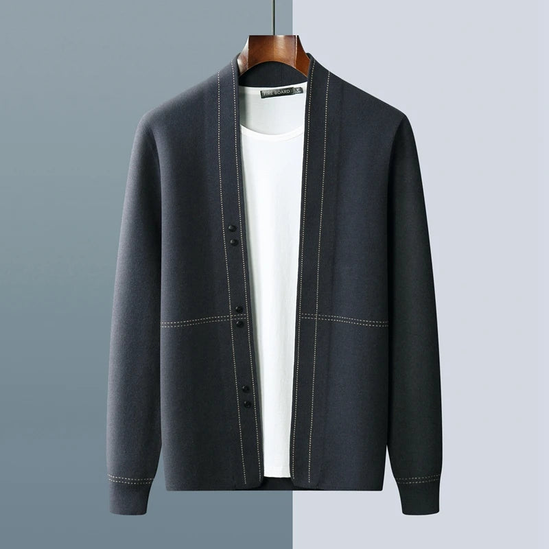 Men's Wool Cardigan Jacket Knitted Outer Cashmere Sweater