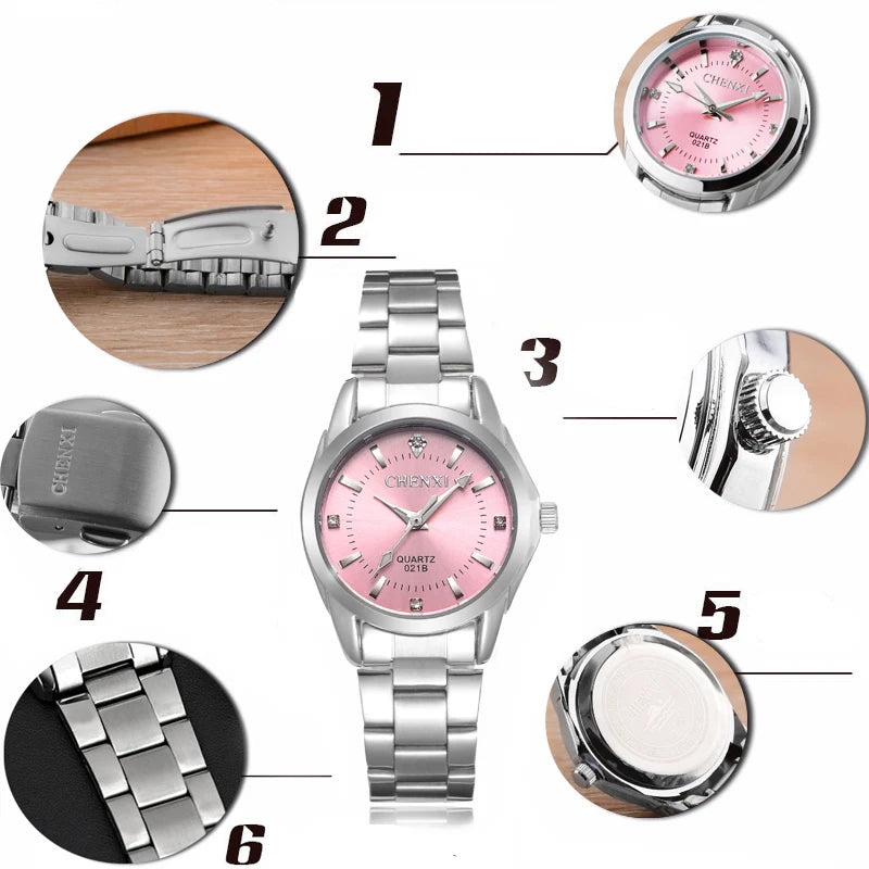 Luxury Stainless Steel Wristwatches Analog Luminous Quartz Clock Watch