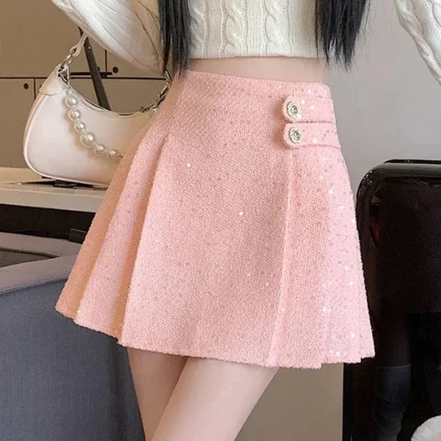 Women Tweed  Pencil Bodycon High Waist Skirts
