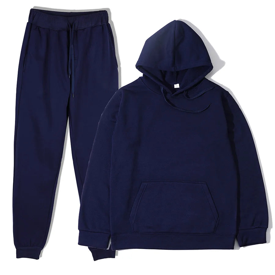 New Solid Color Hoodie+pants Two-piece set