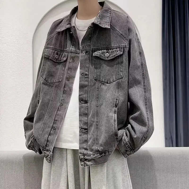 Denim Jackets Men's Fashion Casual Multi Pockets Cargo Jacket