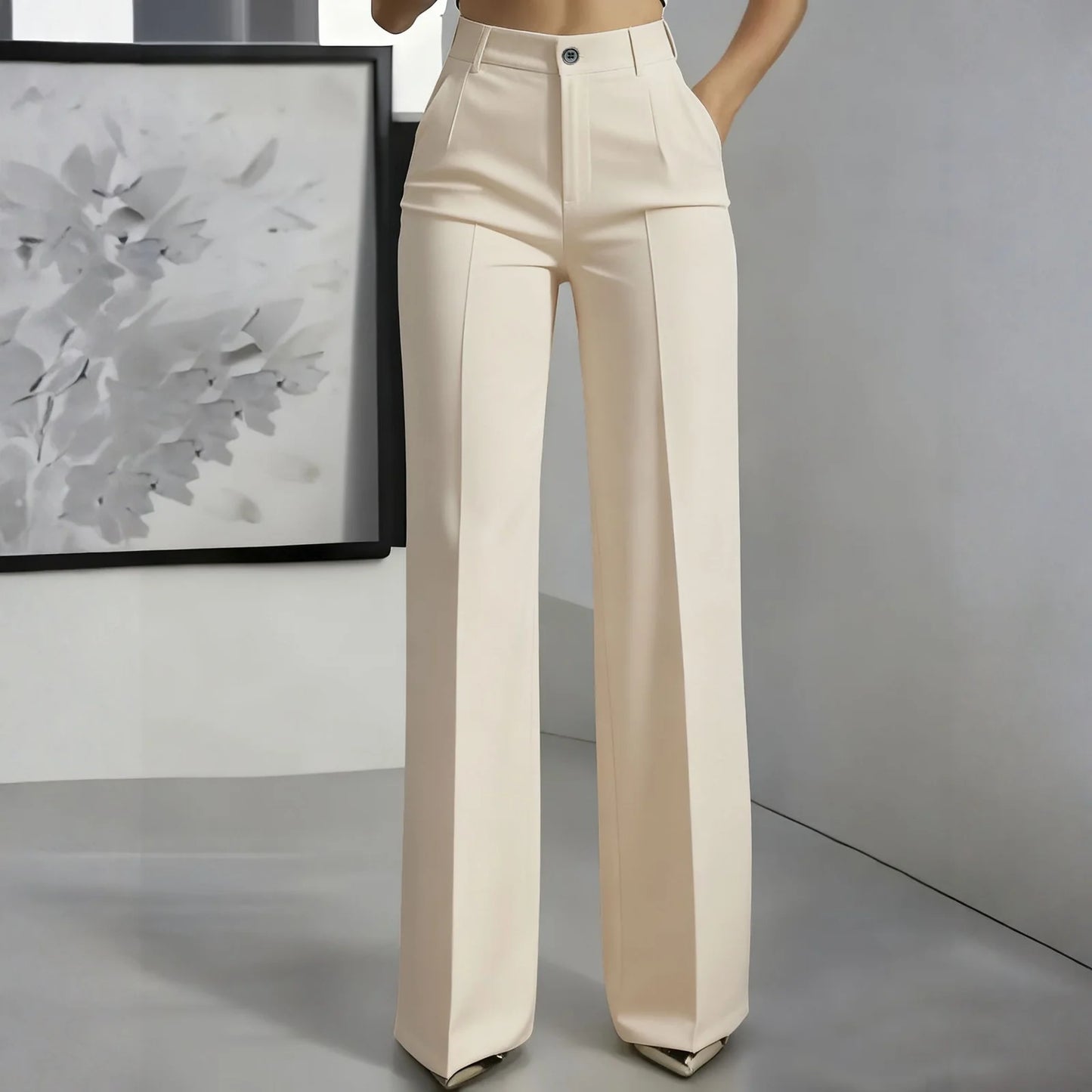 Women's High Waist Pants Drapey Straight-Leg Minimalist Blazer Pants