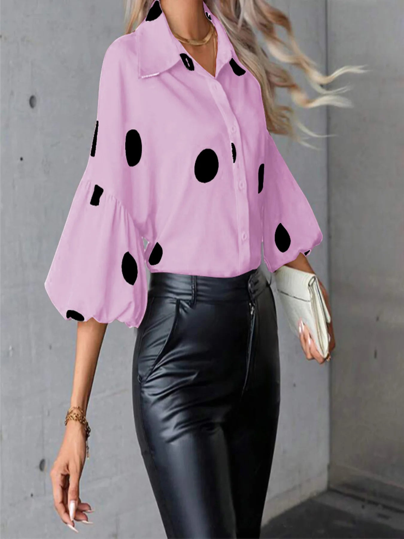 Women's Blouse  Chiffon Polka