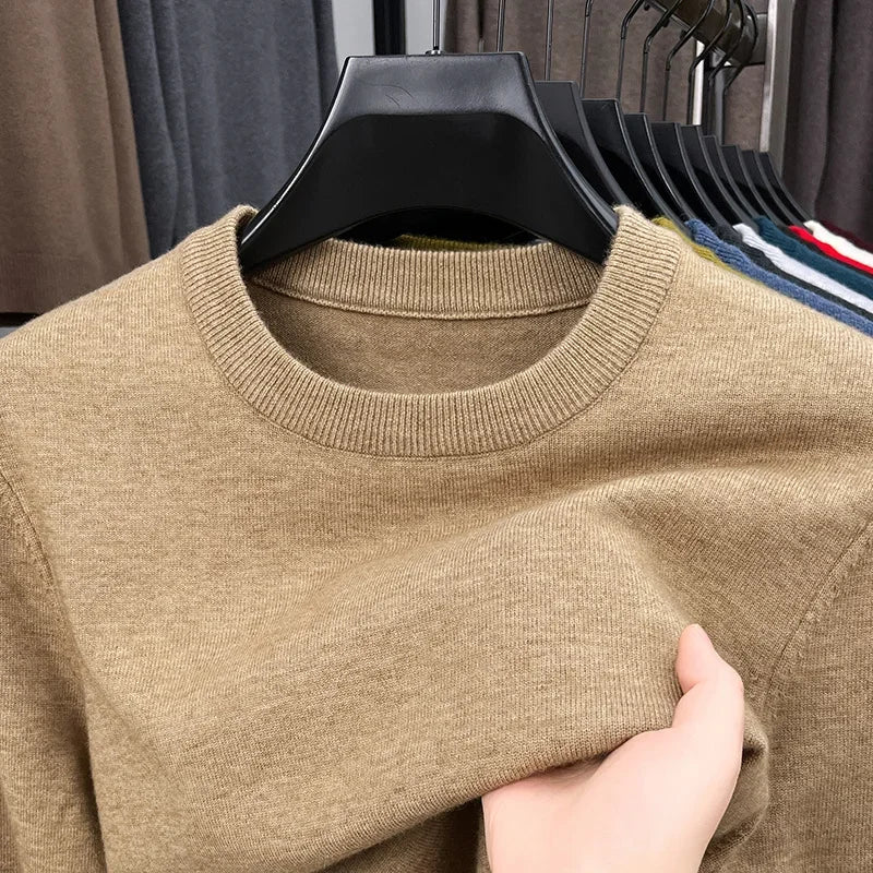Men's Casual Sweater Round Neck Long Sleeve Knitted Sweater