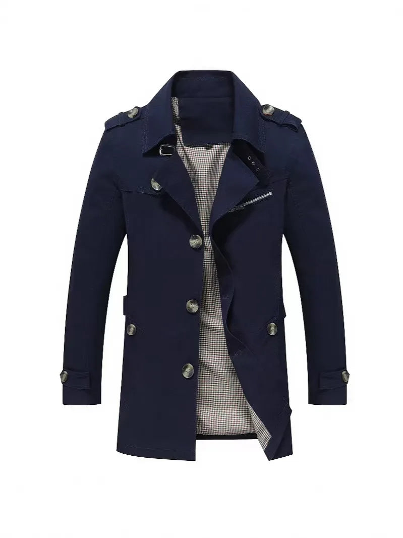 Mens Business Windbreaker Long Jackets