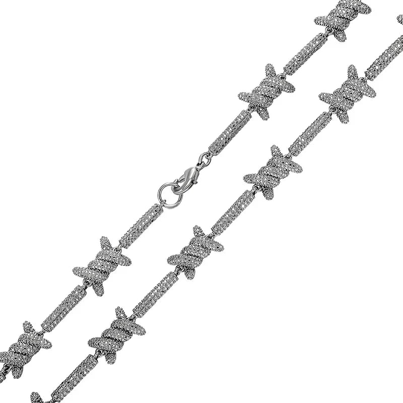 Hip Hop Bling Ice Out Stick Twisted Wire Shape Link Chain Necklace for Men