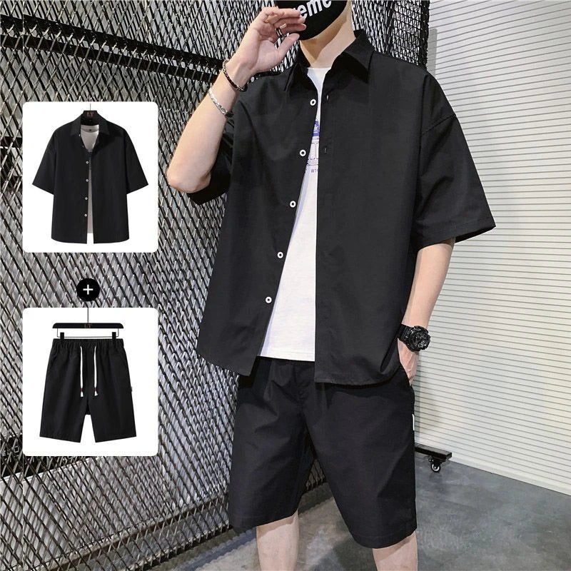 Man Sets Shirts Black Tracksuit Plain Sweatshirts No Logo