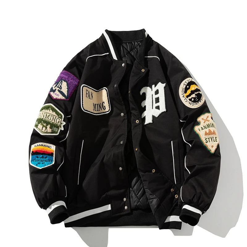 Winter Varsity Jacket Men Women Letter Badge American Baseball Jacket Street Fashion