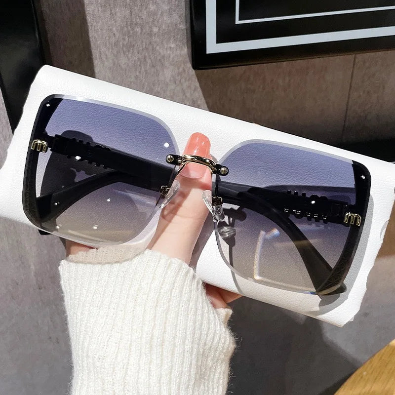 Cool Sunglasses for Women Anti Strong Light Rimless Sun Glasses