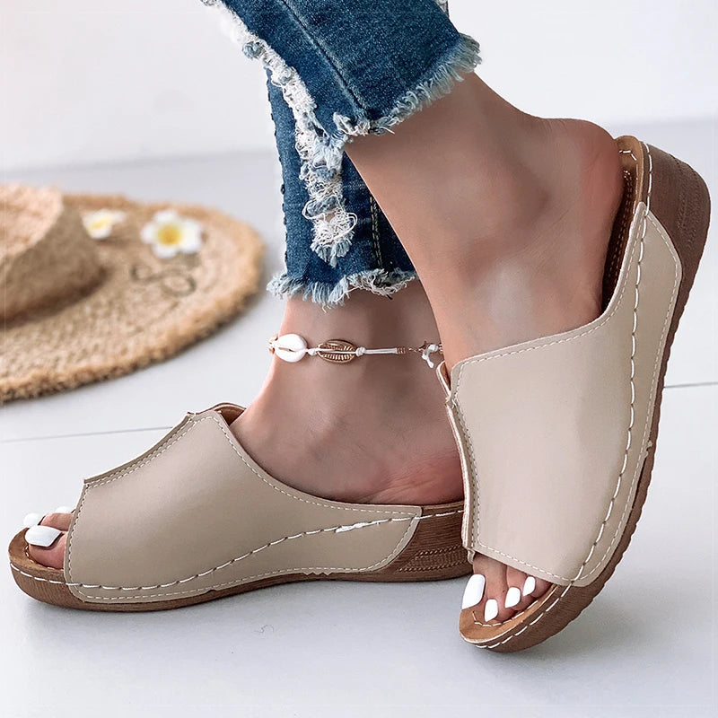 Women's Sandals  Soft Heels Low Platform Slippers
