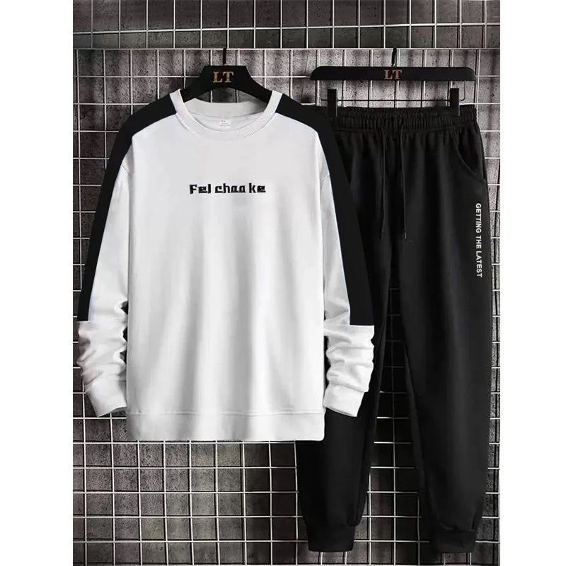 Men's Outdoor Sports Leisure 2PCS Sports Set Long Sleeve Hoodie