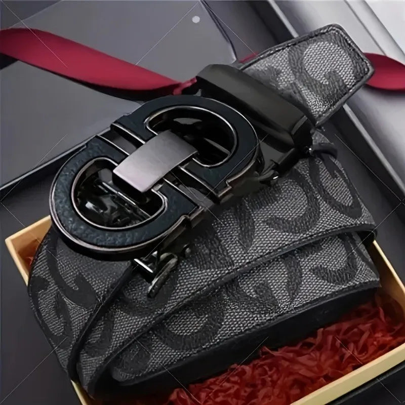 Formal Leather Canvas Belt  Metal Automatic Buckle unisex