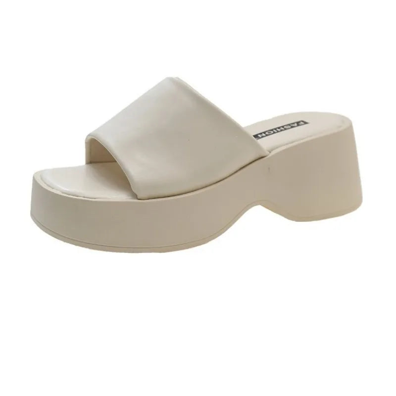Women Slippers Thick Soled Designer Square Toe Slippers