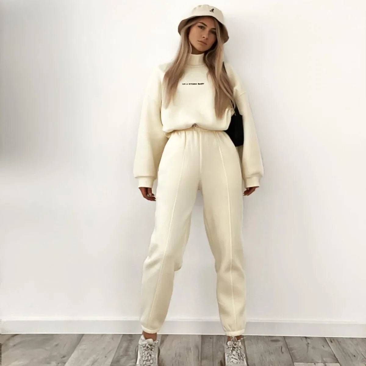 Sweatshirt  pant Women Letter Print Two Piece Set