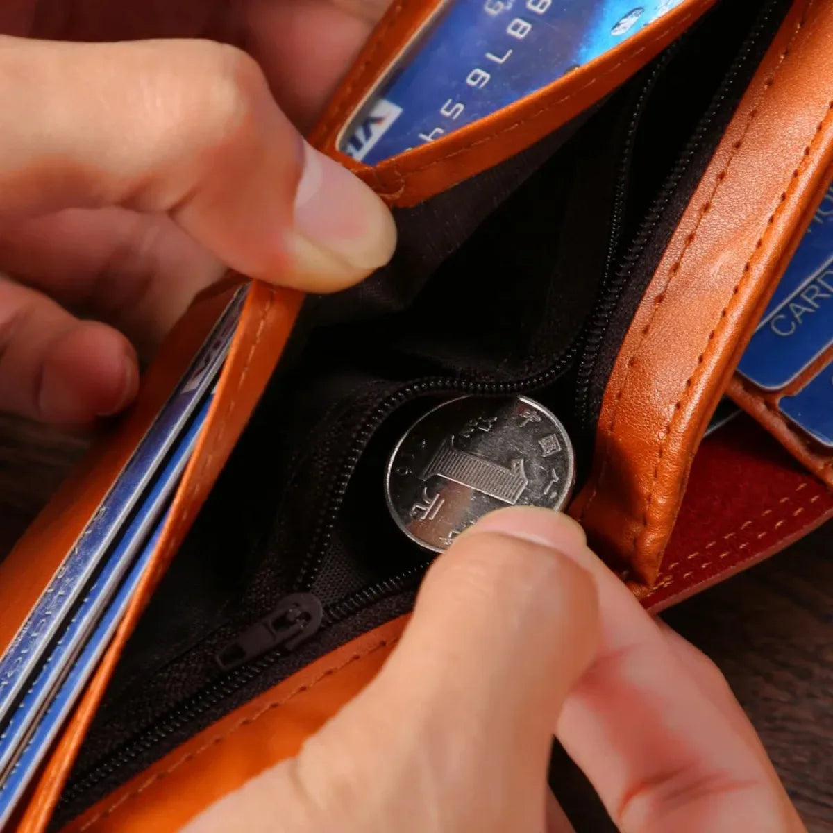 Men's Wallets  with Zipper Card Holder Coin Pocket