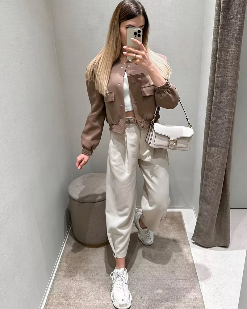 Big Pocket Short Jacket Personality Casual  Outerwear