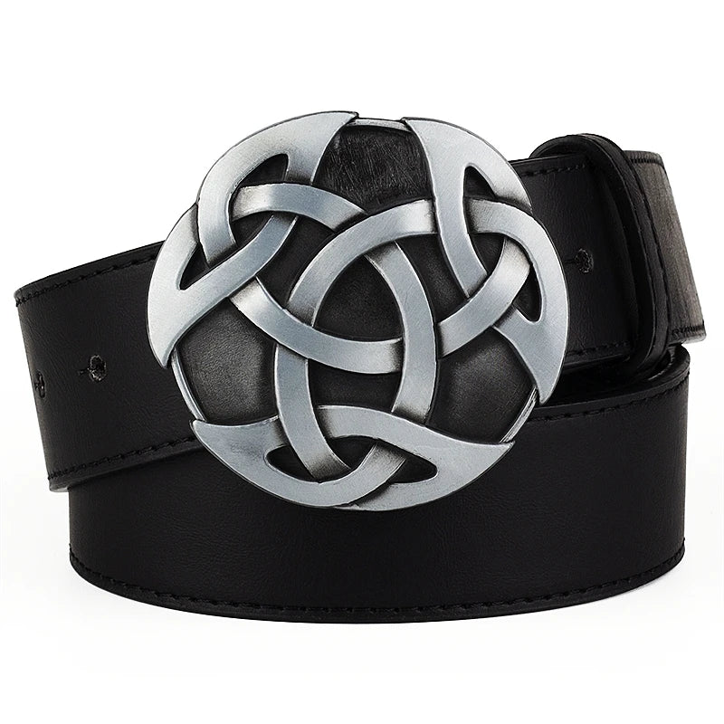 Fashion Leather Belts Big Metal Buckle Celtic Knot