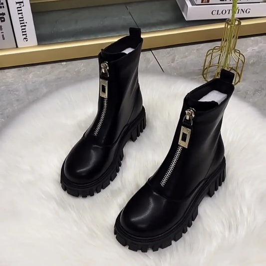Women Boots Fashion Casual Leather Boot
