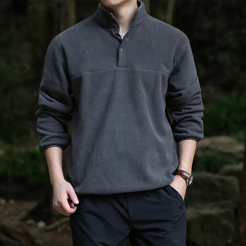 Men Sweatshirt Turtleneck Half Button