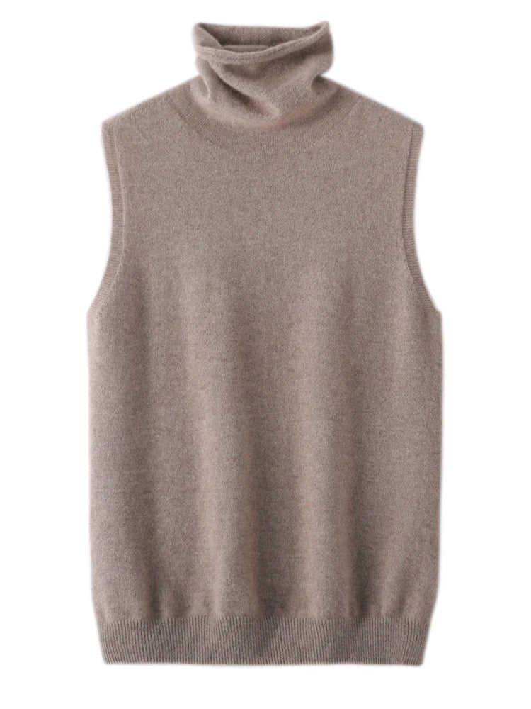 Wool Sleeveless Pullovers Turtleneck Sweater Waistcoat