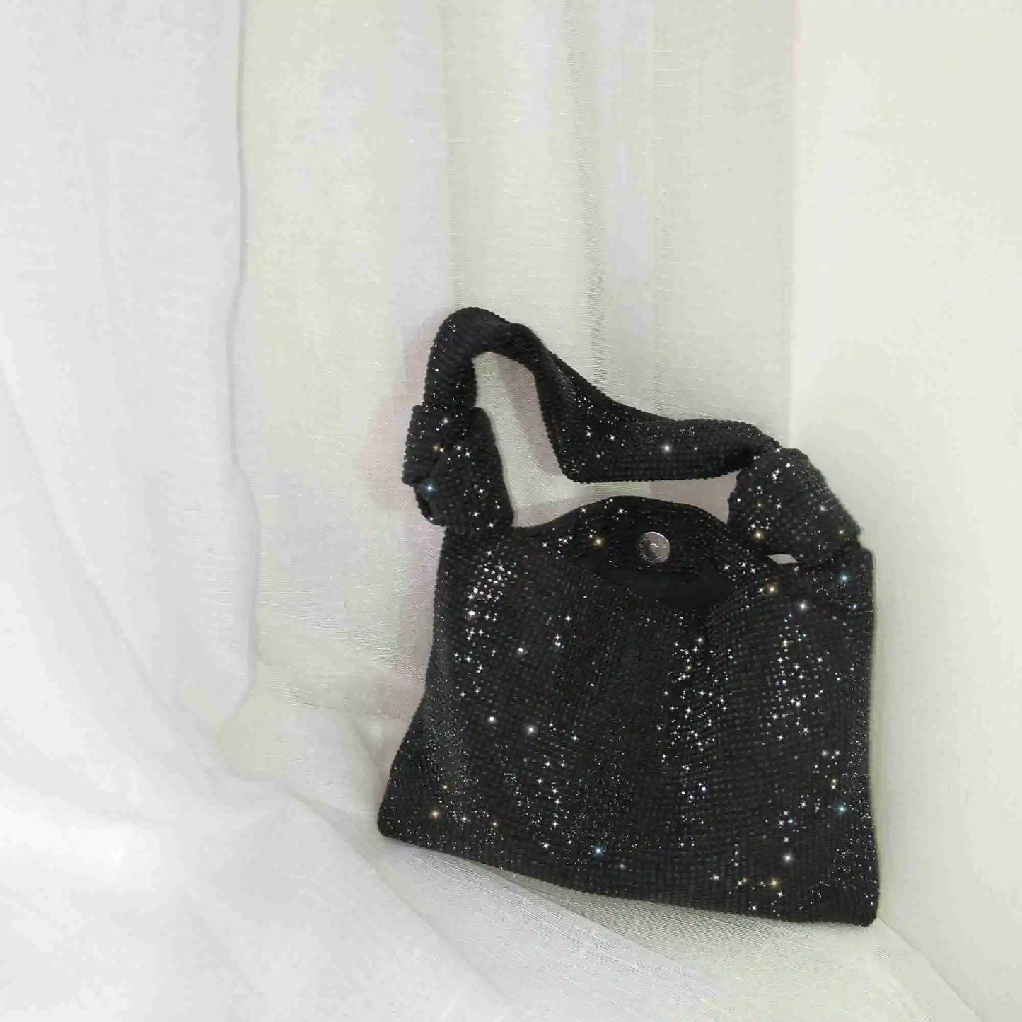 Handbags for Women Silver Black Rhinestone Evening Bags Small Clutches Bag