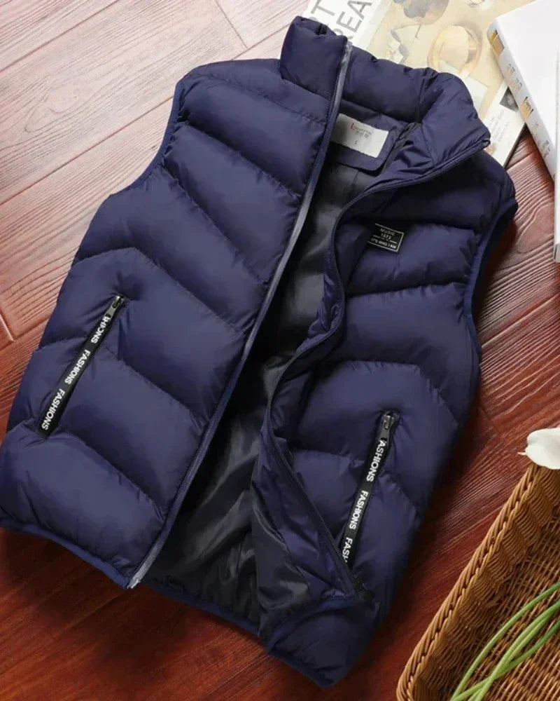 Puffer Sleeveless Coats Mens Solid Color Down Jacket